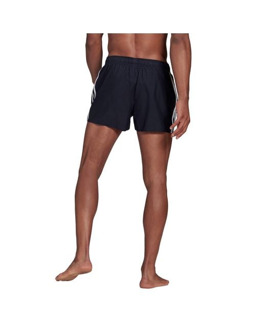 Adidas Blue 3 Stripe Swim Shorts for men