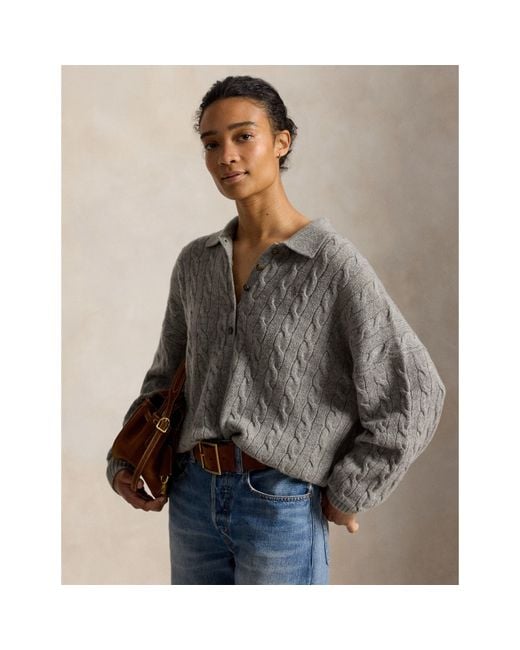 Polo Ralph Lauren Gray Sweater Polo Knitted Long Sleeve Shirt