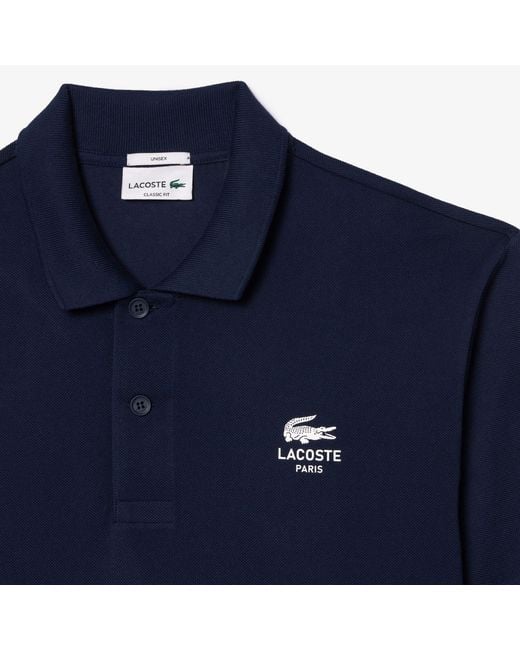 Lacoste Blue Classic Fit Signature Print L.12.12 Polo Shirt for men