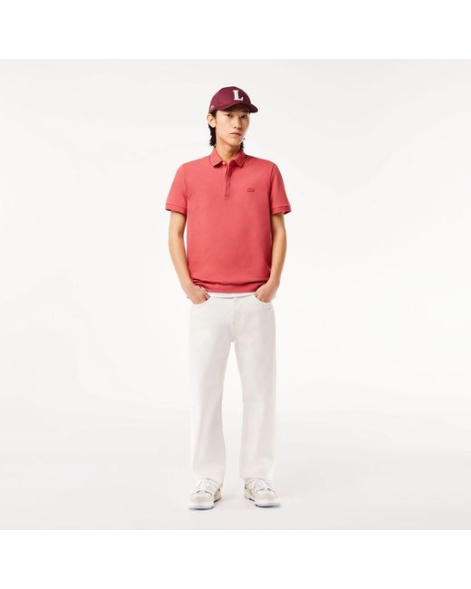 Lacoste Red Regular-Fit Paris Stretch Piqué Polo Shirt for men