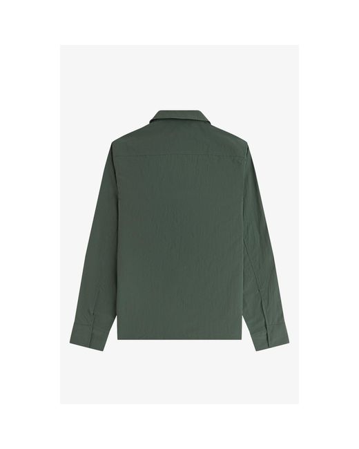 Fred Perry Green Long Sleeve Zip Overshirt for men