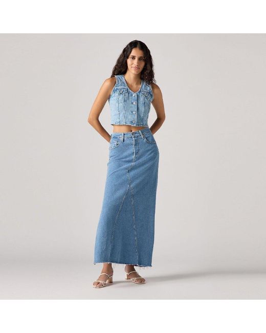 Levi's Blue Long Slit Denim Skirt