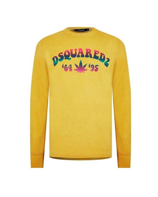 DSquared² Yellow Smoke Long Sleeve T-shirt for men