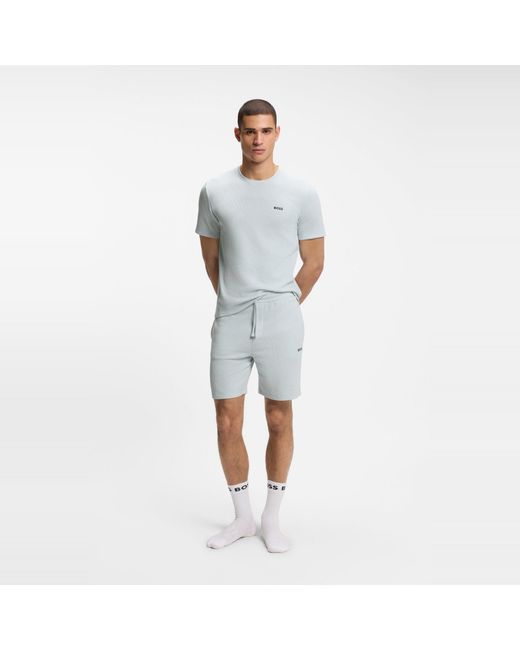 Boss Blue Bodywear Waffle T-Shirt With Structured Design for men
