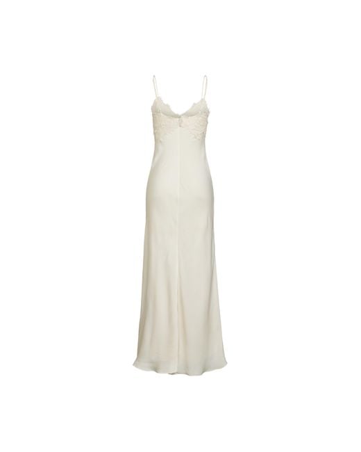 Bardot White Elisian Lace Satin Bias Cut Maxi Dress