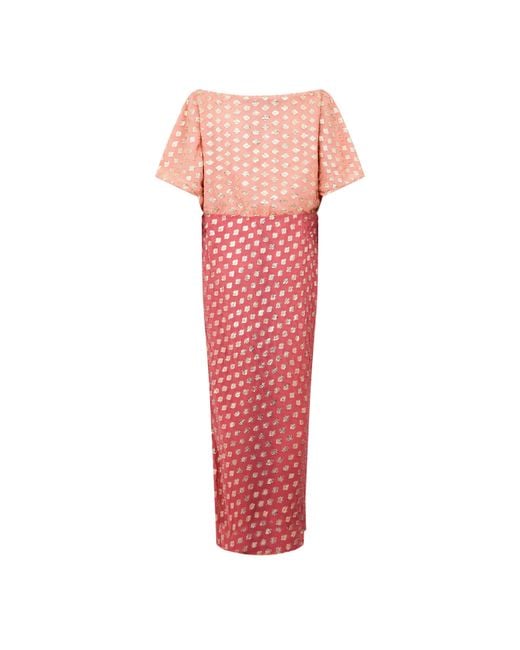 Never Fully Dressed Red Tilly Jacquard Maxi Dress