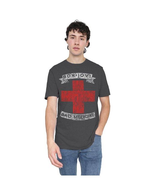 BON JOVI Gray Bad Medicine T-Shirt Charcoal for men