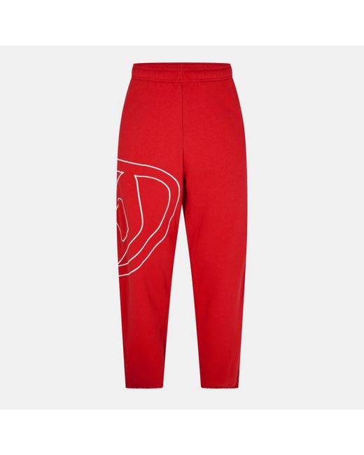 DIESEL Red Large Logo Jogging Bottoms for men