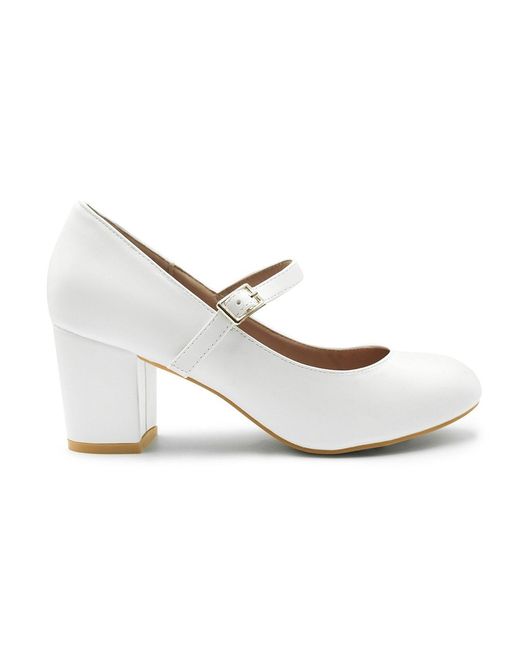 Where's That From White Araceli Block Heel Pumps
