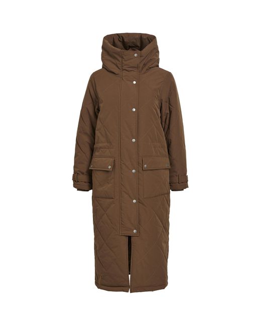 Object Brown Katie Water Resistant Long Sleeve Short Puffer Jacket