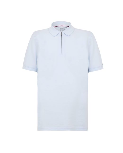 Tommy Hilfiger Blue Dc Zipped Short Sleeve Polo Shirt for men