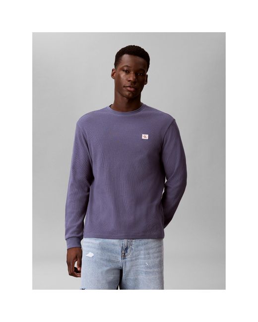 Calvin Klein Purple Waffle Long Sleeve Top for men