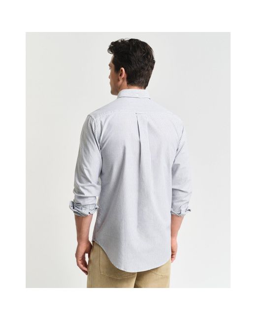 Gant Gray Regular Fit Banker Stripe Classic Oxford Shirt for men