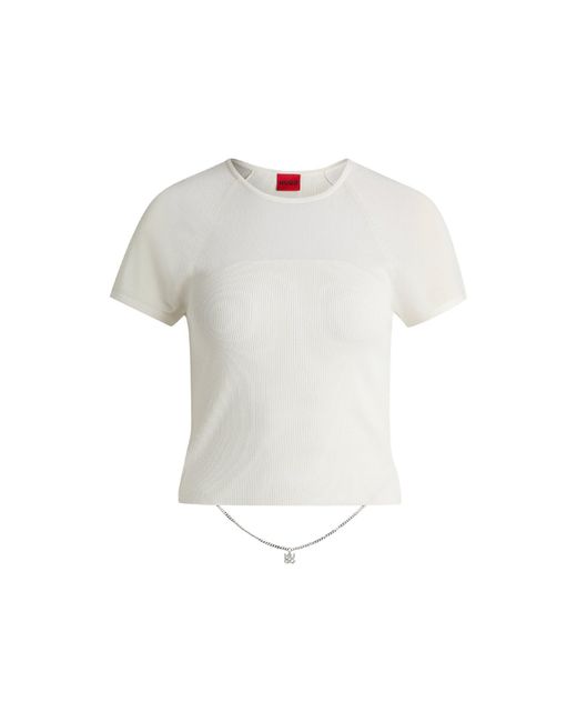 HUGO White Slevetta Knitted Top
