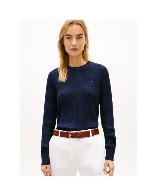 Tommy Hilfiger Blue Cable Knit Jumper