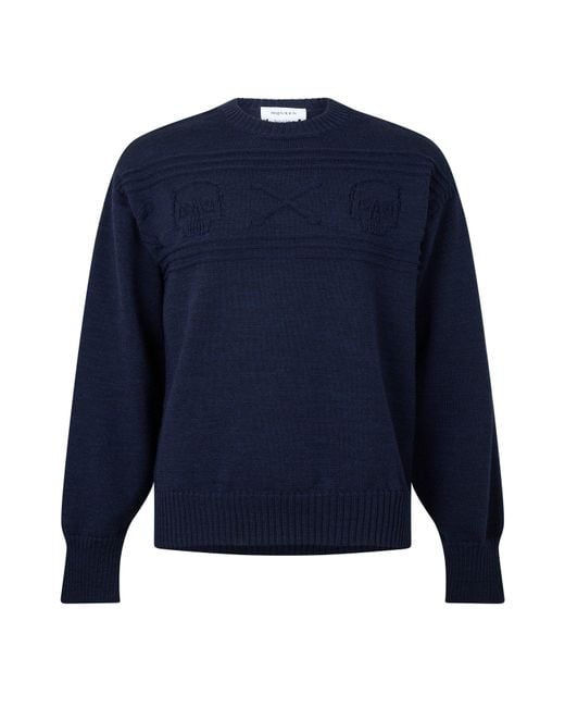 McQueen Blue Alex Skull Knit Sn63 for men