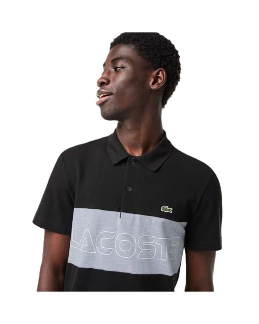 Lacoste Black Regular Fit Stretch Mini Piqué Polo for men