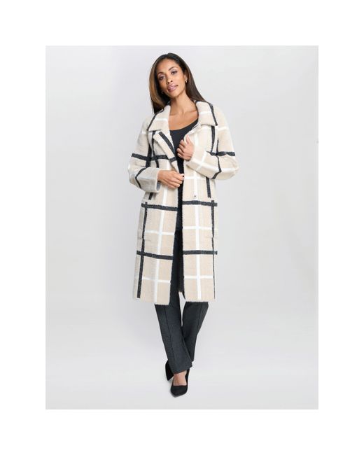 Gina Bacconi Natural Winslet Checked Overcoat
