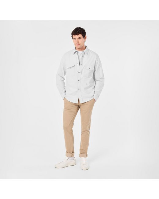 Jacob Cohen White Long Sleeve Pocket Tailored Fit Shirt for men