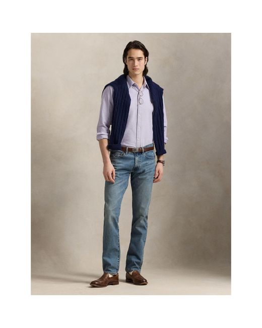 Polo Ralph Lauren Blue Slim Fit Oxford Long Sleeve Shirt for men