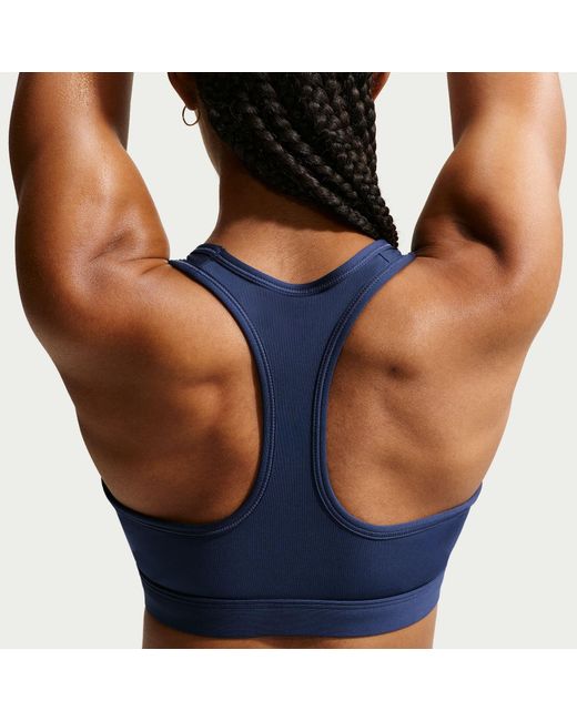 Nike Blue Swoosh Medium-Support Padded Sports Bra