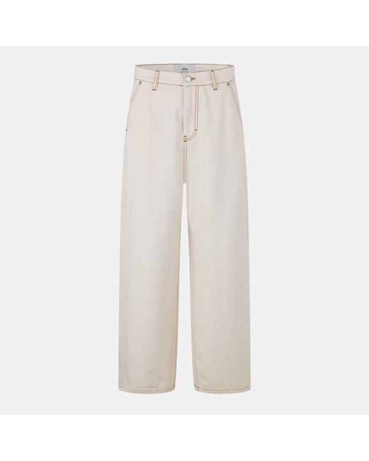 AMI White High Rise Wide Leg Trousers