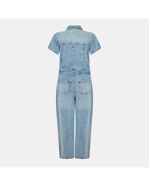 GOOD AMERICAN Blue Linen Lightweight Jumpsuit
