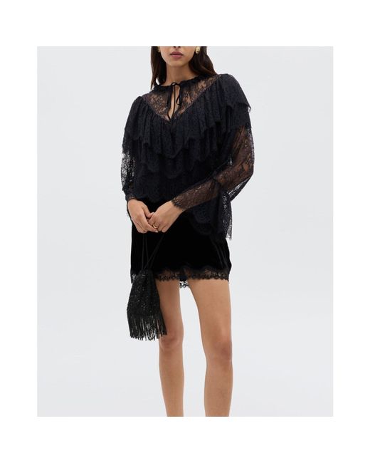 Rixo Black Faryn Long Sleeve Blouse