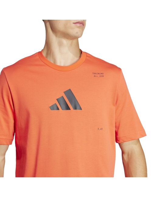 Adidas Orange All-Gym Category Graphic T-Shirt for men