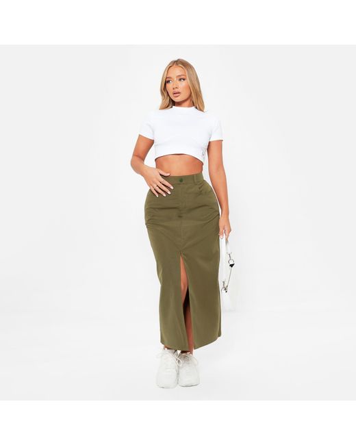I Saw It First Green Isawitfirst High Waisted Split Hem Midi Skirt