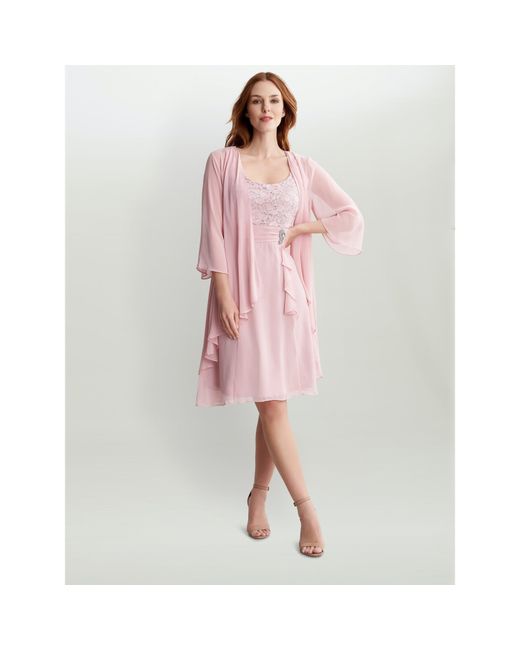 Gina Bacconi Pink Aribelle Short Empire Waist A-Line Dress