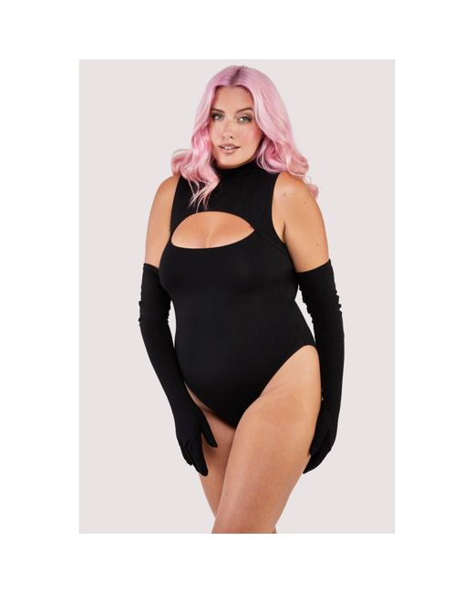 Wolf & Whistle Black Jessenia High-Necked Body With Gloves