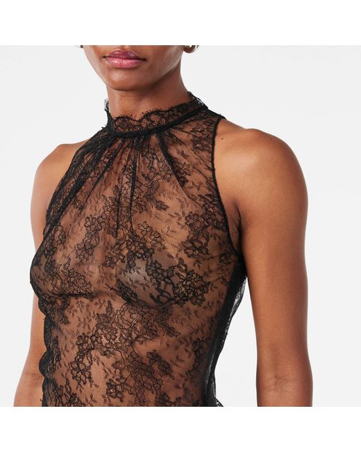 McQueen Gray Sleeveless Lace Top