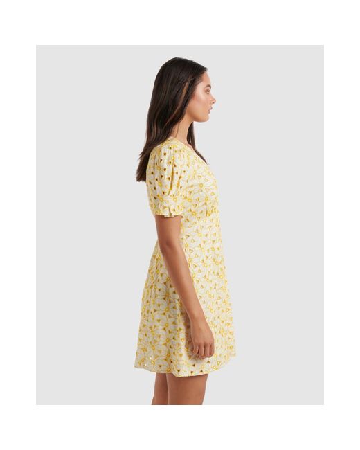 Forever New Yellow Saffron Broderie Mini Sun Dress