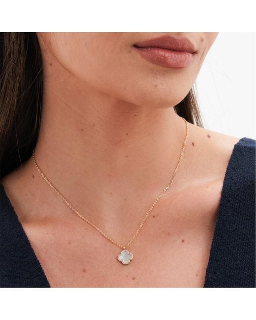 Jon Richard Metallic Plated And Mother Of Pearl Clover Pendant Nec