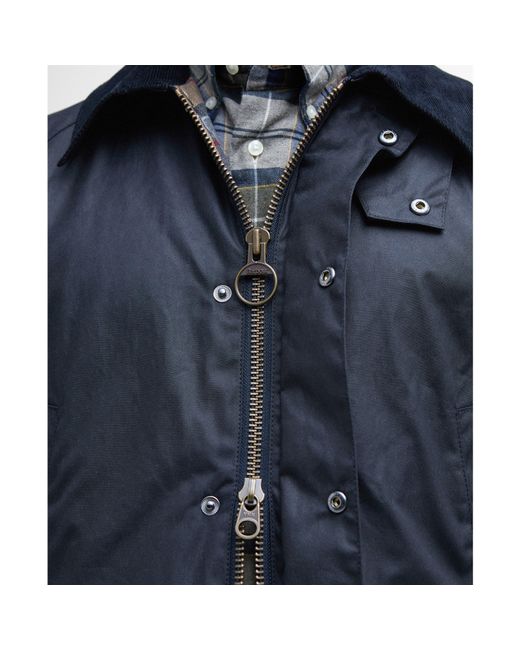 Barbour Blue Ashby Water Resistant Windproof Long Sleeve Wax Jacket for men