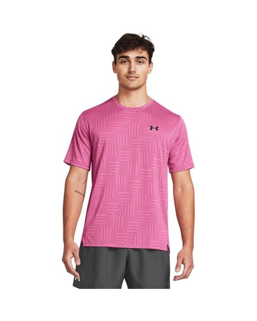 Under Armour Pink Tech Vent Geotessa Short Sleeve T-Shirt for men