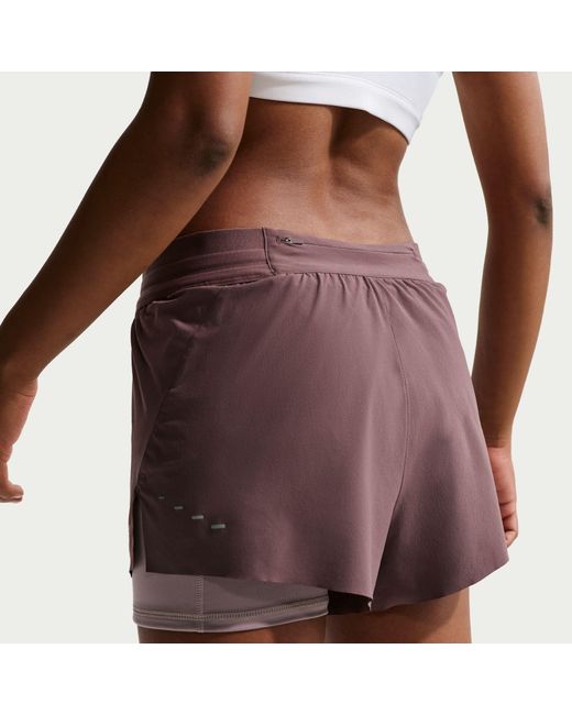Nike Purple Dri-Fit Swift Mid-Rise 3 2-In-1 Shorts