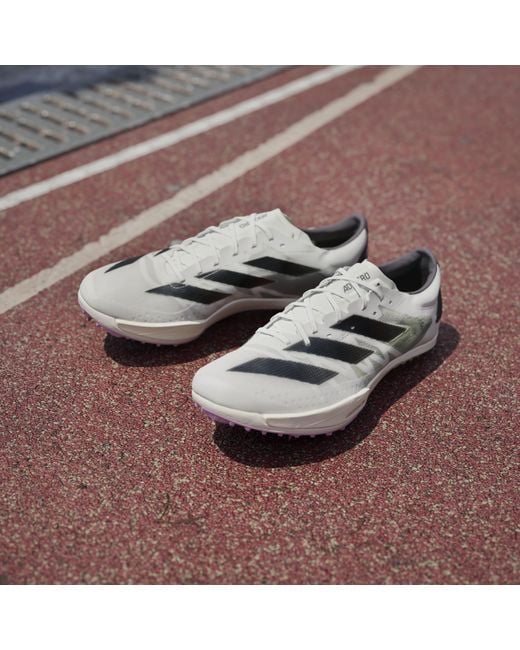 Adidas White Adizero Ambition Running Spikes for men