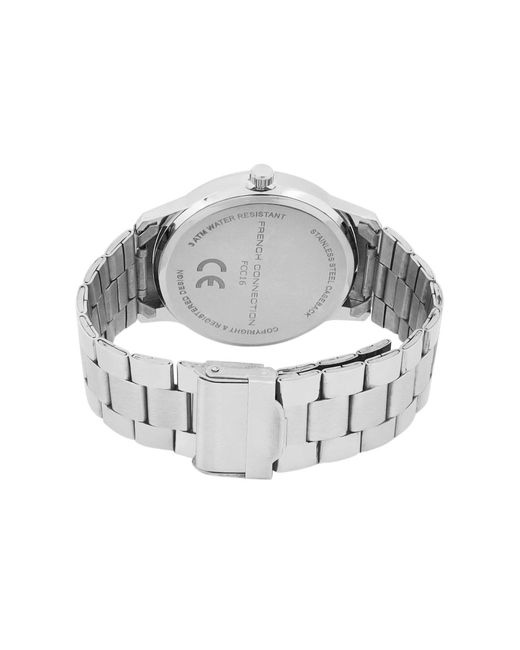French Connection Blue Accessories Case Round Shape Strap Quartz Watch for men