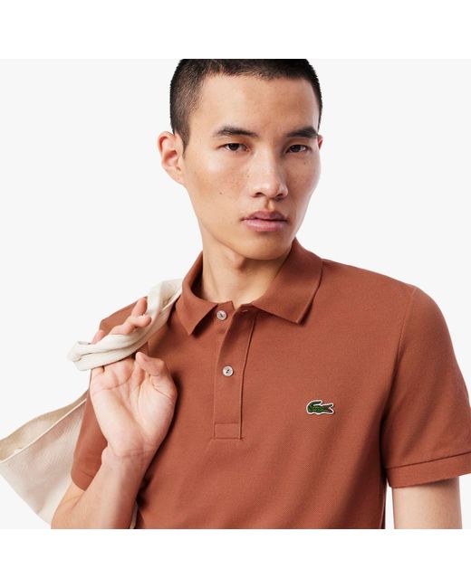Lacoste Brown Slim-Fit L.12.12 Pique Polo Shirt for men
