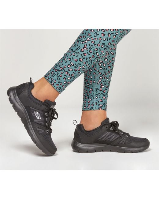 Skechers Black Mesh Qtr Lace Up W Mf Low Top Trainers
