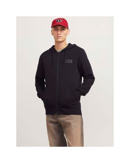 Jack & Jones Blue Corp Logo Sweat Zip Hood for men