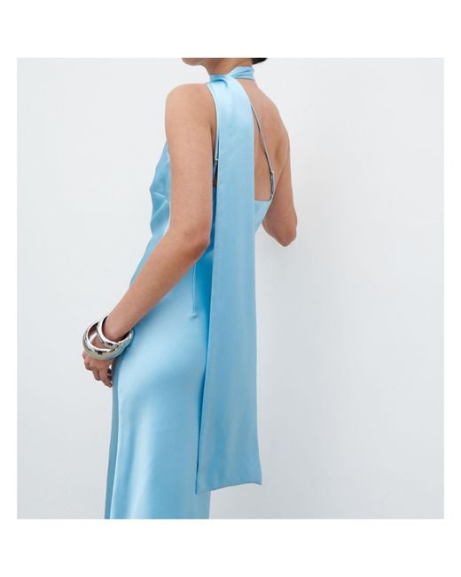 Pretty Lavish Blue Sheree One Shoulder Scarf Long Maxi Dress