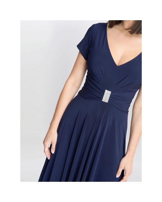 Gina Bacconi Blue Elsa Jersey Cocktail Dress