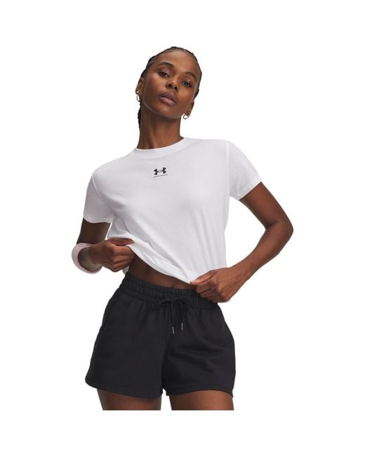 Under Armour White Rival Core Short Sleeve Luxe