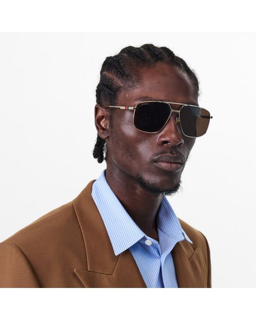 Gucci Metallic Gg1676S Aviator Sunglasses for men