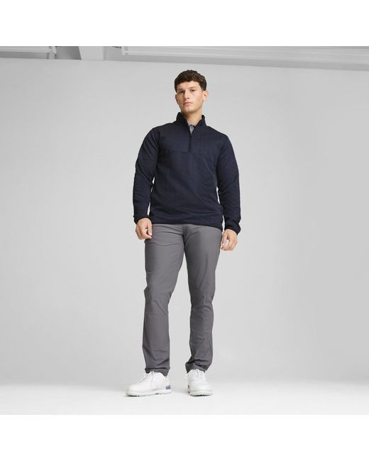 PUMA Blue Jac 1/4 Zip Long Sleeve Performance Polo Shirt for men
