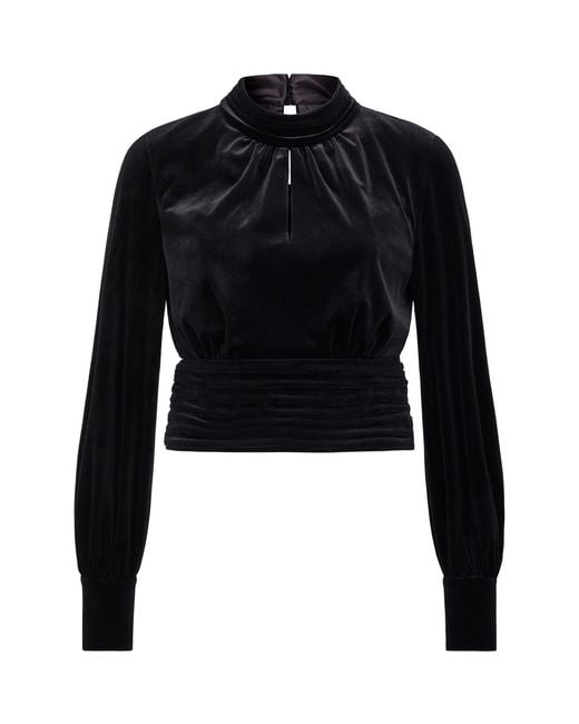 Forever New Black Viola Velvet Keyhole Top