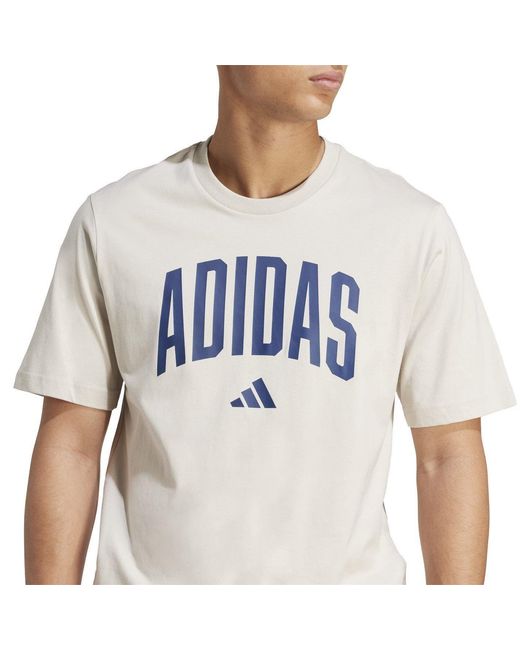 Adidas White Graphic Logo T-Shirt for men